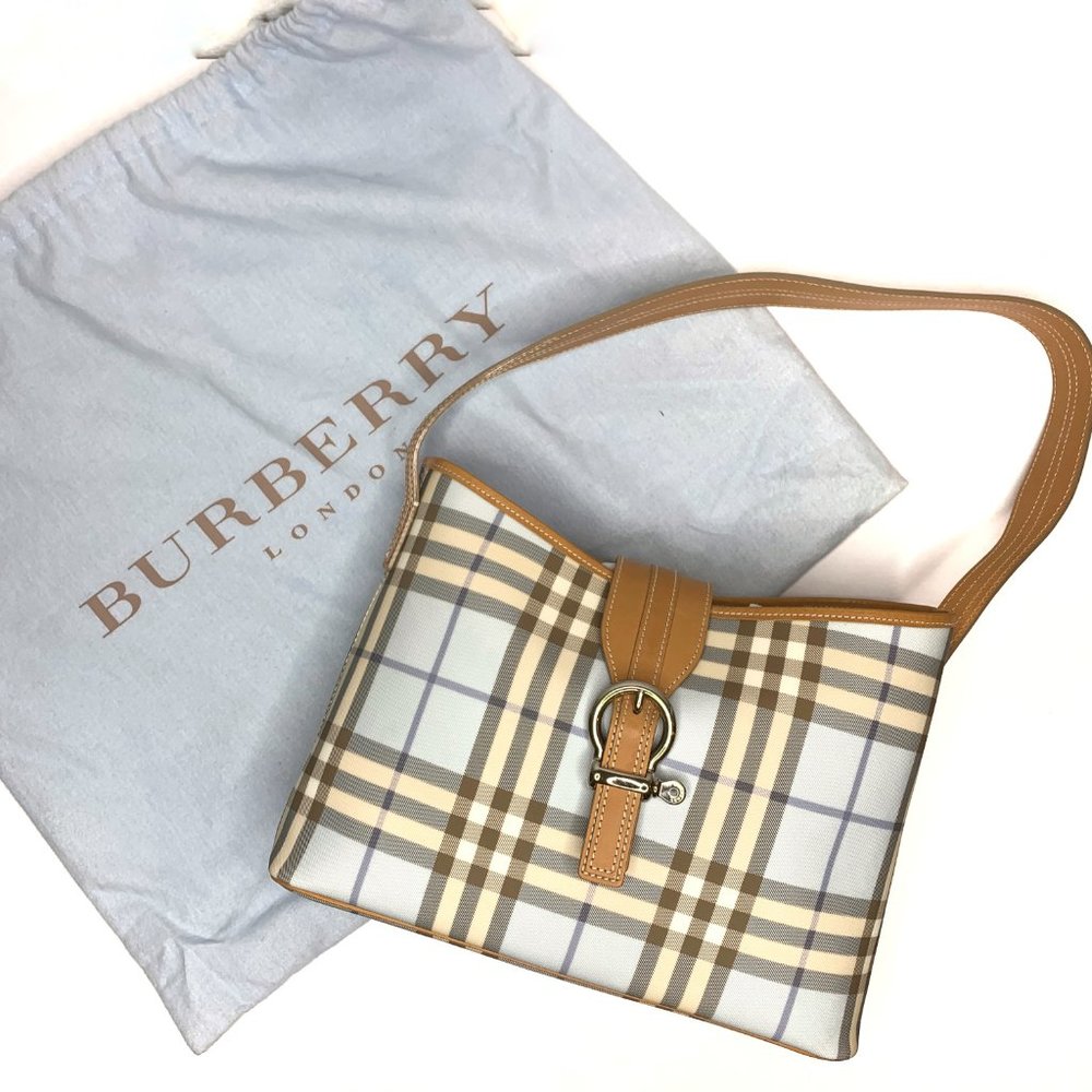 Burberry Blue Nova Check Buckle Shoulder Bag